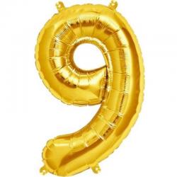 Folinis balionas Skaičius "9", auksinis